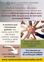 Edital para Mentoria gratuita em instrução de pedido CEBAS